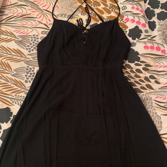 REFORMATION Black Crepe Strappy Mini Cocktail Party Dress Ties Sz 8 - Picture 8 of 9